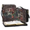 LACIYISON Moose American Flag Leaf Print Bible Cover, Waterproof PU Leather Zipper Bible Bag with Adjustable Strap view 3