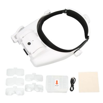 Headband Magnifier with 3 LEDs, Adjustable Rechargeable, 23 Magnification Options