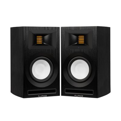 Fluance Ri71 Reference Bookshelf Speakers with 120W Amplifier, AMT Tweeters, 5-inch Drivers, HDMI, Bluetooth, RCA and Subwoofer Output, Black Ash