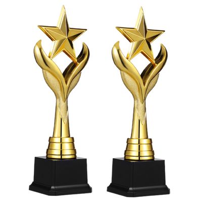 2-Piece Gold Plastic Celebration Trophies for Students, Realistic