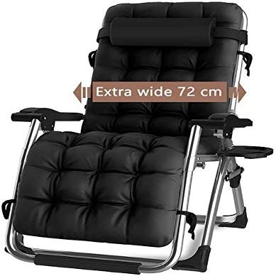 Black Zero Gravity Lounge Chair with Headrest, 200 kg Capacity