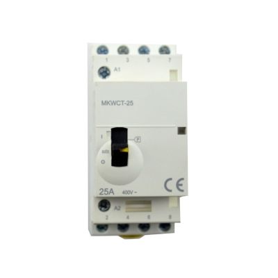 25A 4-Pole DIN-Rail AC Contactor, 220V/400V/24V, 50/60Hz, 4NO, Manual Control