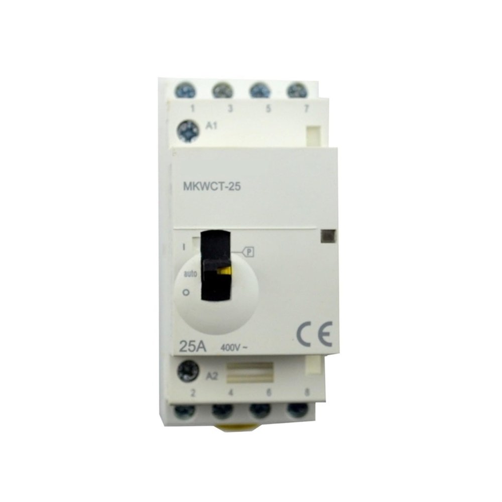 25A 4-Pole DIN-Rail AC Contactor, 220V/400V/24V, 50/60Hz, 4NO, Manual Control