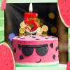 Number 7 Red Watermelon-Themed Birthday Candle view 4