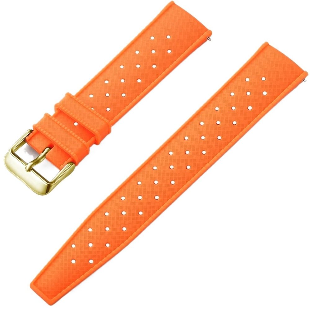 Aqxypas Silicone Quick-Release Watch Band, 18 mm, Orange Gold
