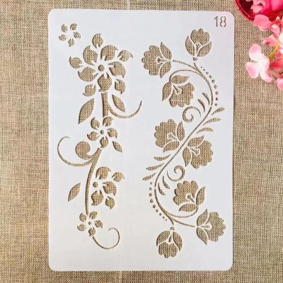 Reusable Stencils, A4, 29 cm, Floral Border and Lines, for Painting on Wood, Canvas, Floors, Walls, Tiles, Fabric, Furniture, and Art Projects, Pattern 2