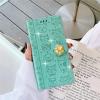 Protective Case for Samsung Galaxy A35, Glossy Glitter Bling 3D Cat and Dog Rhinestone Diamond Flip Cover with Card Slots, Green view 2