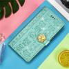 Protective Case for Samsung Galaxy A35, Glossy Glitter Bling 3D Cat and Dog Rhinestone Diamond Flip Cover with Card Slots, Green view 4
