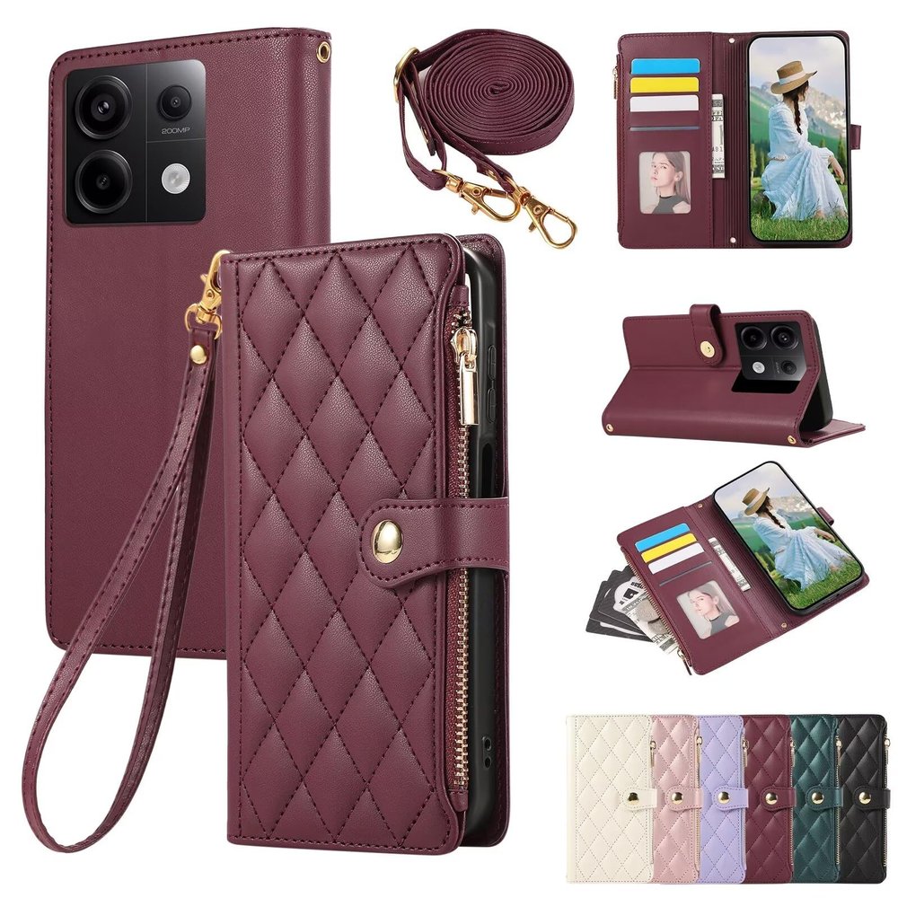 FERLAN Phone Case Compatible with vivo Y17S/Y33T 4G, Premium PU Leather Wallet Flip Case with Zipper, Magnetic Closure, Card Slots, Stand Function, Red