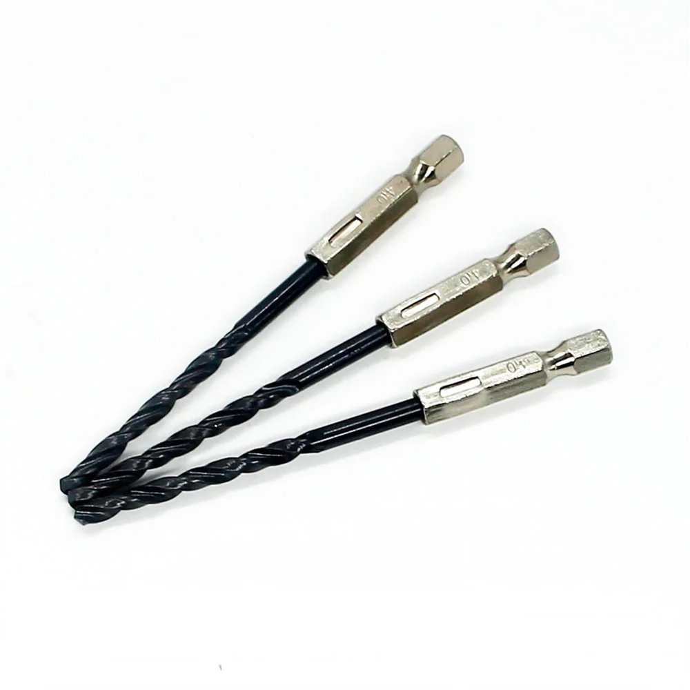3/15-Piece Black Twist Drill Bits, 3/4/5 mm, HSS Nitrided, for Wood and Metal, 1/4 in (6.35 mm) Hex Shank (3PCS 4MM)