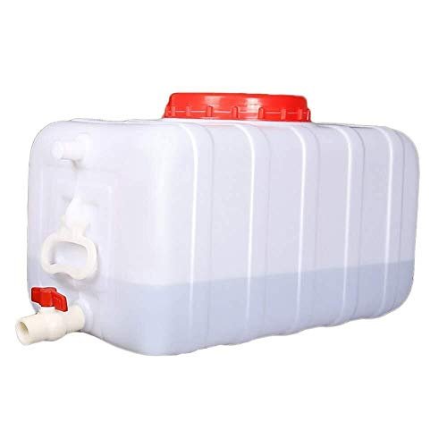 ZfgG Outdoor Water Storage Tank, Food-Grade Rectangular Rainwater Collection Tank with Lid, Faucet, and Handle