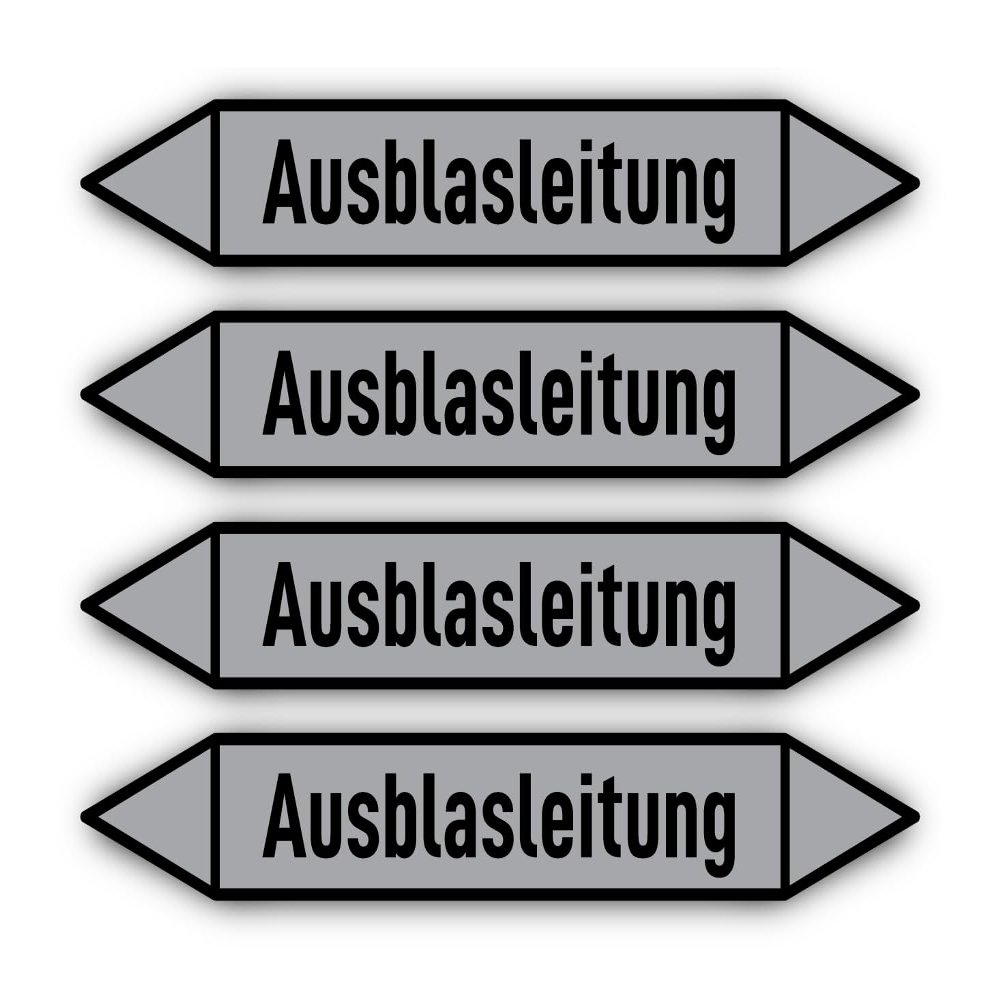 Stickers: 300 x 45 mm, 4 pcs – Group 3 Air – Pipe Identification – DIN 2403 – German – Blow-Off Line