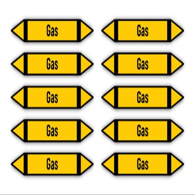 Stickers: 100 x 15 mm, 10 pcs - Group 5 Non-Flammable Gases - DIN 2403 - German - Gas