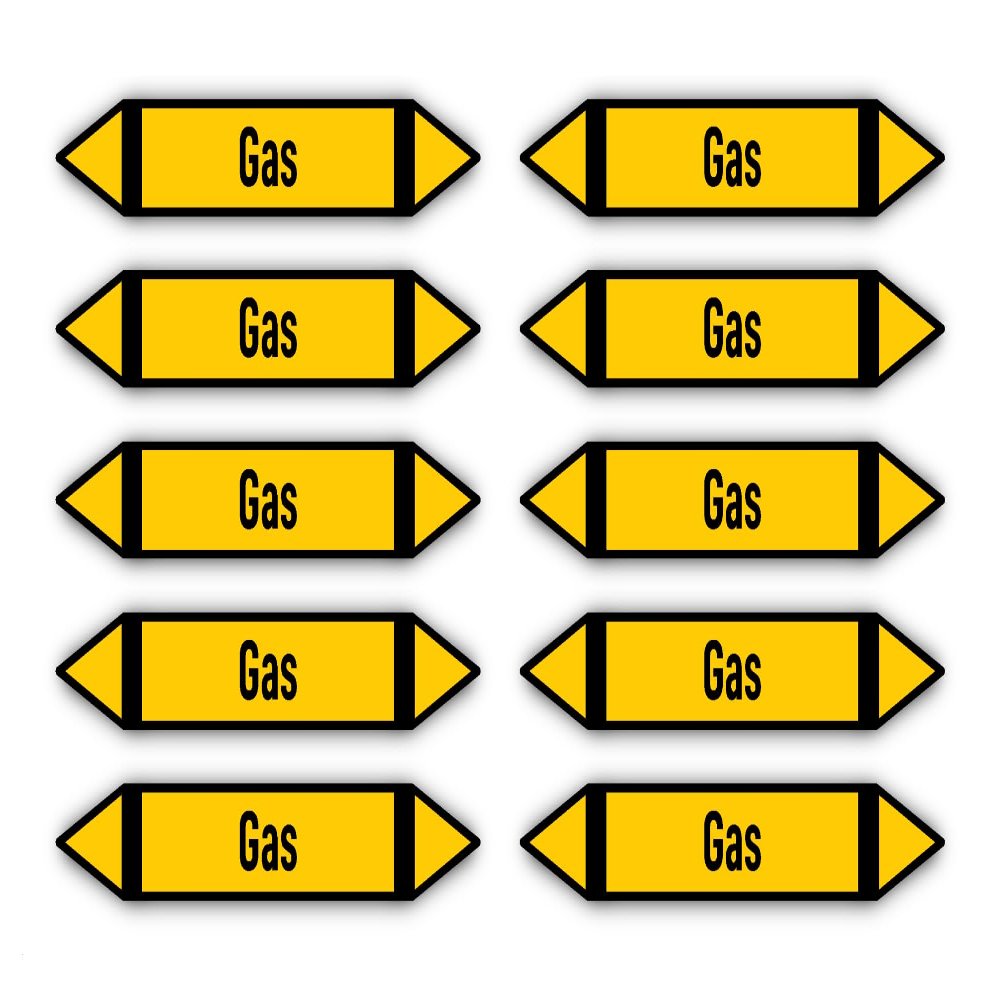 Stickers: 100 x 15 mm, 10 pcs - Group 5 Non-Flammable Gases - DIN 2403 - German - Gas