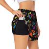 Colorful 2-in-1 Women's Shorts with Dog Paw Print view 1