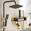 Luxury Gold and Black Shower Set, Bathroom Fixtures, Black Shower Faucet, Rainfall Shower Panel, Aluminum view 1