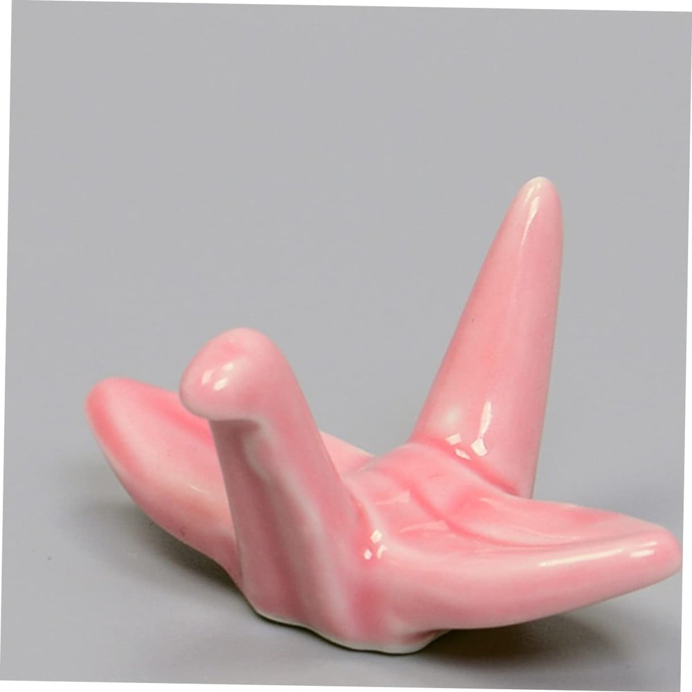 OTENG Ceramic Chopstick Rests, 5-Piece Set, Paper Crane Design, Pink
