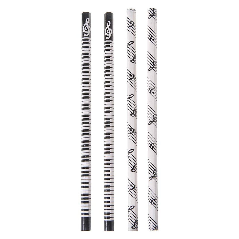 4 Music Note Pencils, HB, Standard Pencils for School and Students