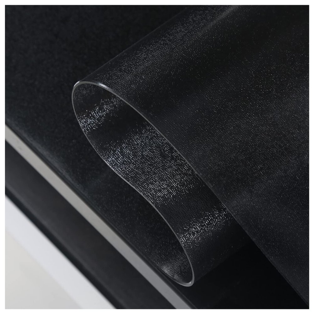 Matte Black PVC Tablecloth, Washable Table Protector, 100 x 255 cm, 3 mm Thick