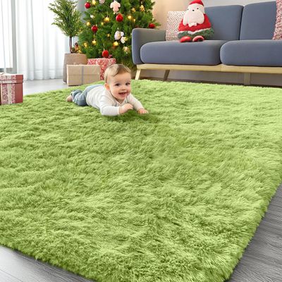 OLANLY 20.3 x 25.4 cm Machine-Washable Shag Area Rug for Living Room, Bedroom, and Kids’ Room