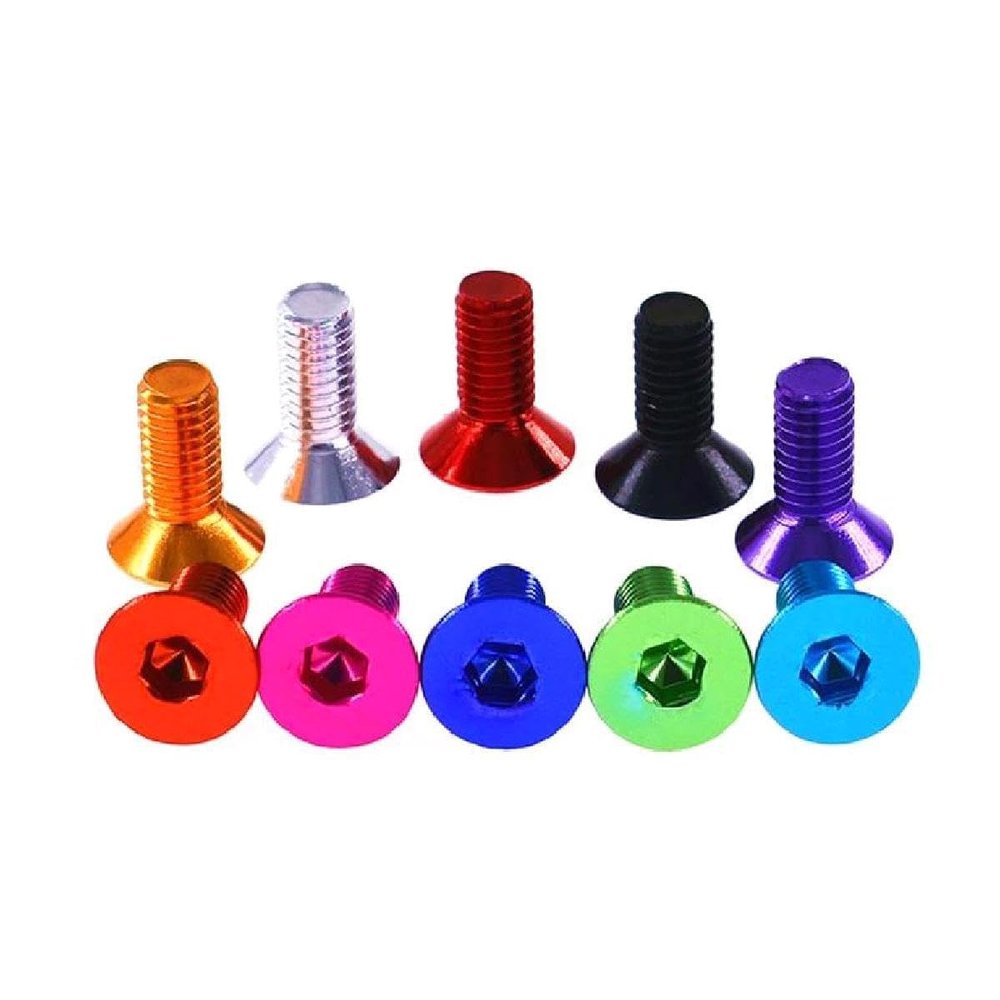 10-Pack Flat Aluminum Hex Socket Countersunk Screws, M4/M5/M6, 8–25 mm, Green, M5 × 10 mm