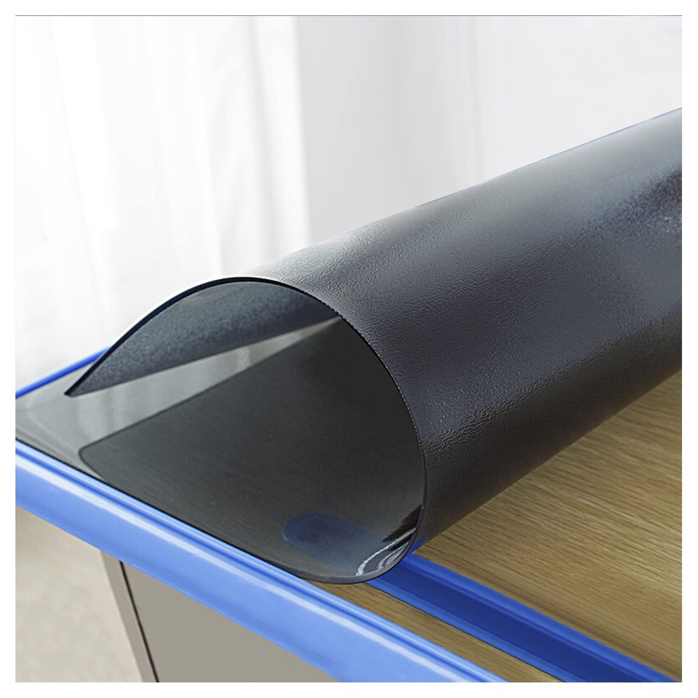 Transparent PVC Table Protector, Waterproof and Oil-Resistant, Matte Black, 90 x 255 cm, 2 mm Thick