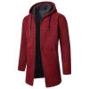Men's Knit Cardigan with Hood, Zipper, Fleece Lining and Long Sleeves view 1
