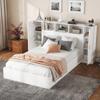 NIUAWASA White Platform Bed with Headboard and Multiple Storage Compartments, Simple Design and Sturdy Construction—Mattress Not Included view 1