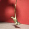 Vintage Brass Long-Tail Zodiac Mouse Statue view 1
