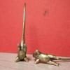 Vintage Brass Long-Tail Zodiac Mouse Statue view 2