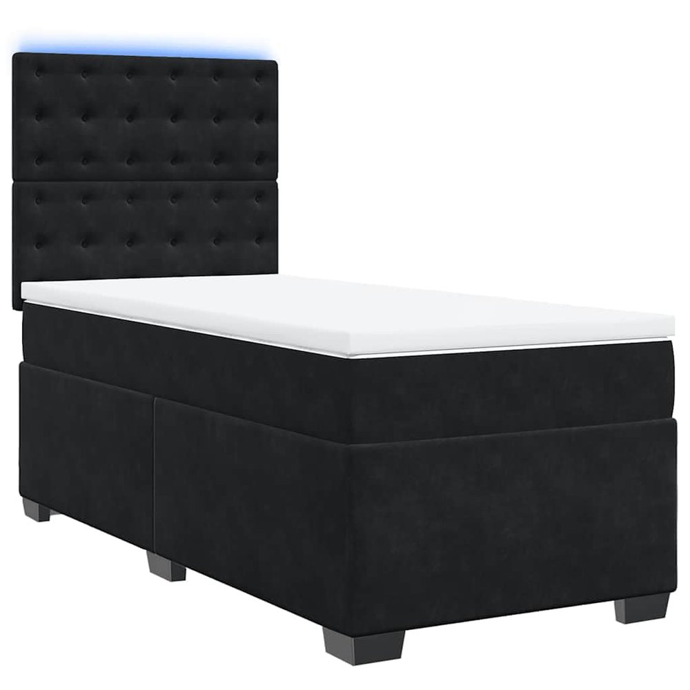 vidaXL Box Spring Bed with Mattress Black 80x200 cm Velvet