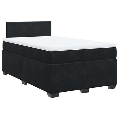 vidaXL Box Spring Bed with Mattress Black 120 x 190 cm Velvet