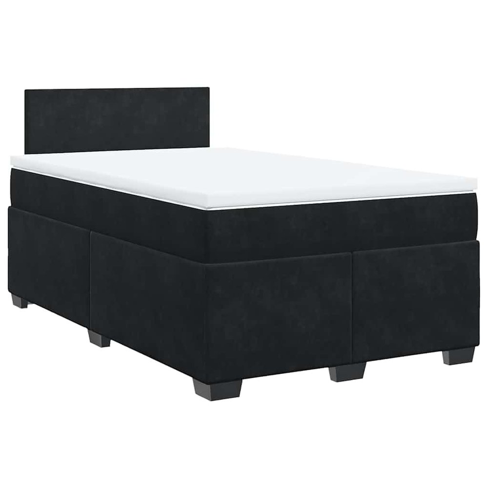 vidaXL Box Spring Bed with Mattress Black 120 x 190 cm Velvet