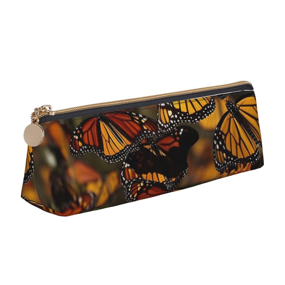 ULKMFFCF Triangular Pencil Case with Monarch Butterfly Design