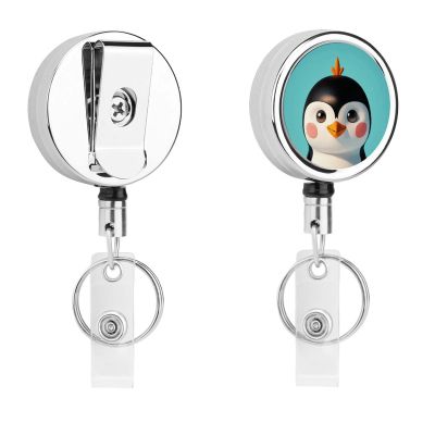 Retractable Penguin Badge Reel with Alligator Clip