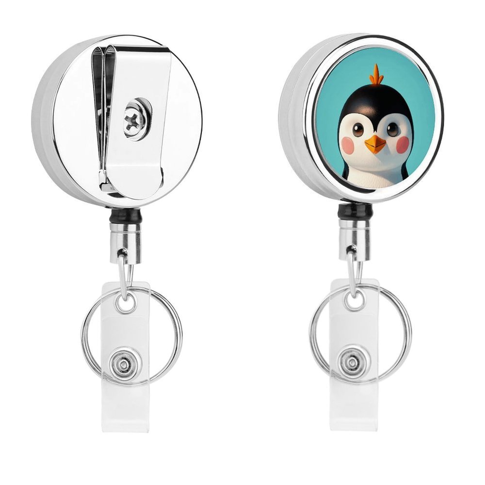 Retractable Penguin Badge Reel with Alligator Clip