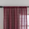 Beydodo Semi-Sheer Dark Red Curtains, 2-Piece Set, Rod Pocket, 140 x 245 cm, Solid Color with Pompoms view 2