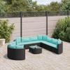 vidaXL 10-Piece Garden Sofa Set with Cushions Black Poly Rattan view 2