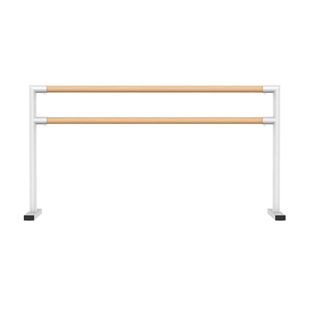 Freestanding Ballet Barre for Home, Children and Adults, Double Wooden Bars, White, 100 x 60 x 105 cm