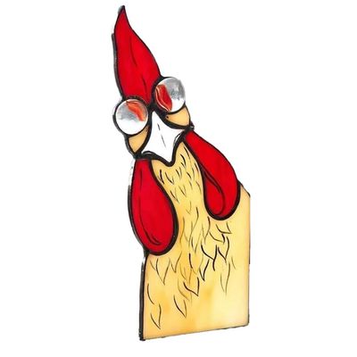 Begchy 3-Piece Funny Peeking Chicken Corner Decor, Handmade Stained Acrylic Sun Catcher