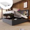 Upholstered Bed 140 x 200 cm with Mattress, Hydraulic Storage, Slatted Frame, Reading Light and USB Charging, Gray view 1
