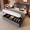 Upholstered Bed 140 x 200 cm with Mattress, Hydraulic Storage, Slatted Frame, Reading Light and USB Charging, Gray view 2