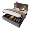 Upholstered Bed 140 x 200 cm with Mattress, Hydraulic Storage, Slatted Frame, Reading Light and USB Charging, Gray view 4