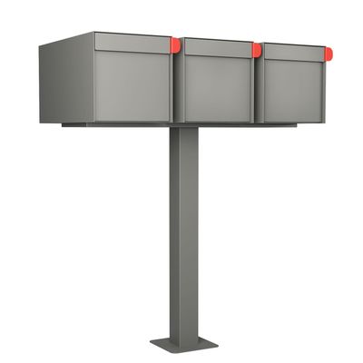 Big Americano American Mailbox for Three in Metallic Gray