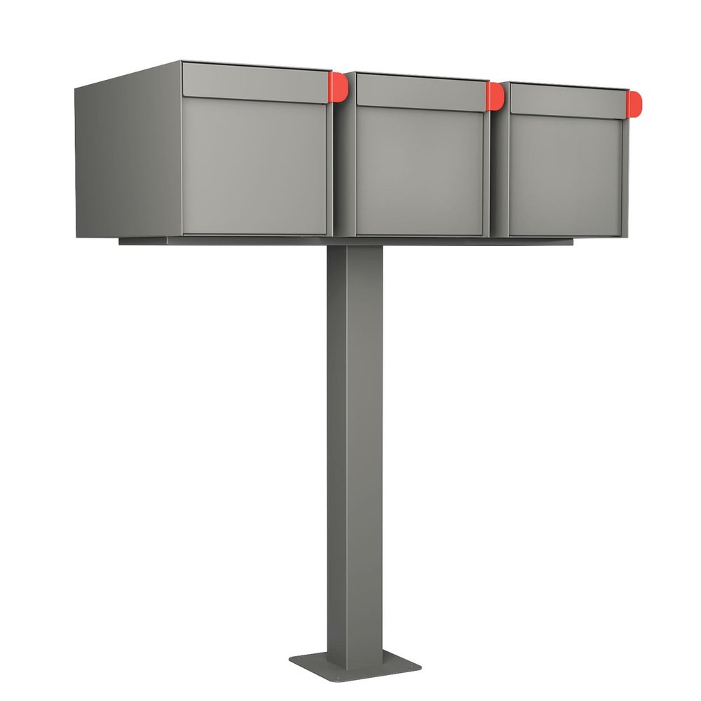 Big Americano American Mailbox for Three in Metallic Gray