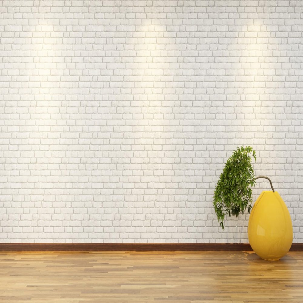 CORFOTO 3.5 x 3 m White Brick Wall & Wood Floor Photography Backdrop