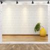 CORFOTO 3.5 x 3 m White Brick Wall & Wood Floor Photography Backdrop view 2
