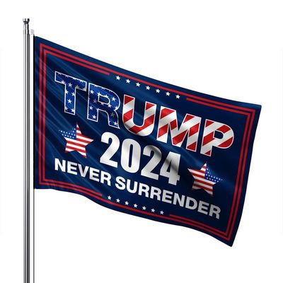 Cool Flags for Man Caves, Donald Trump 2024 Never Surrender Flag, Men's Home Decor (120 x 180 cm)