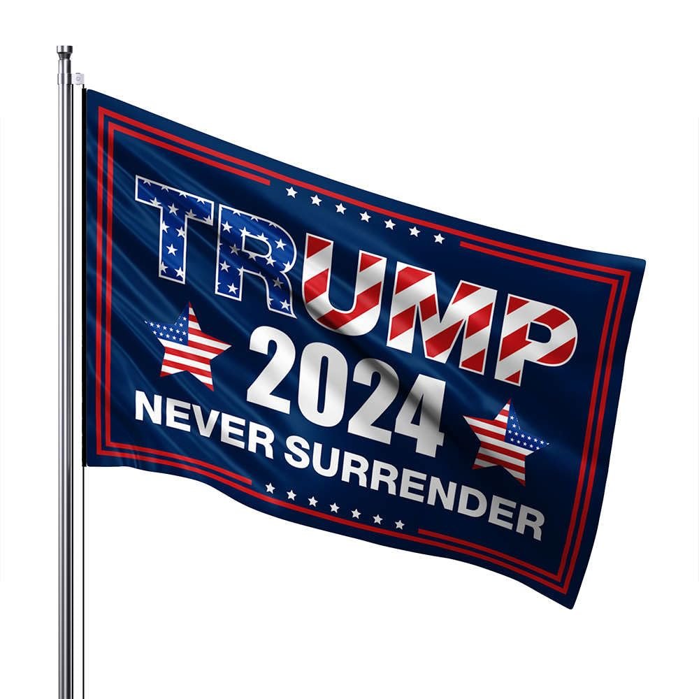 Cool Flags for Man Caves, Donald Trump 2024 Never Surrender Flag, Men's Home Decor (120 x 180 cm)