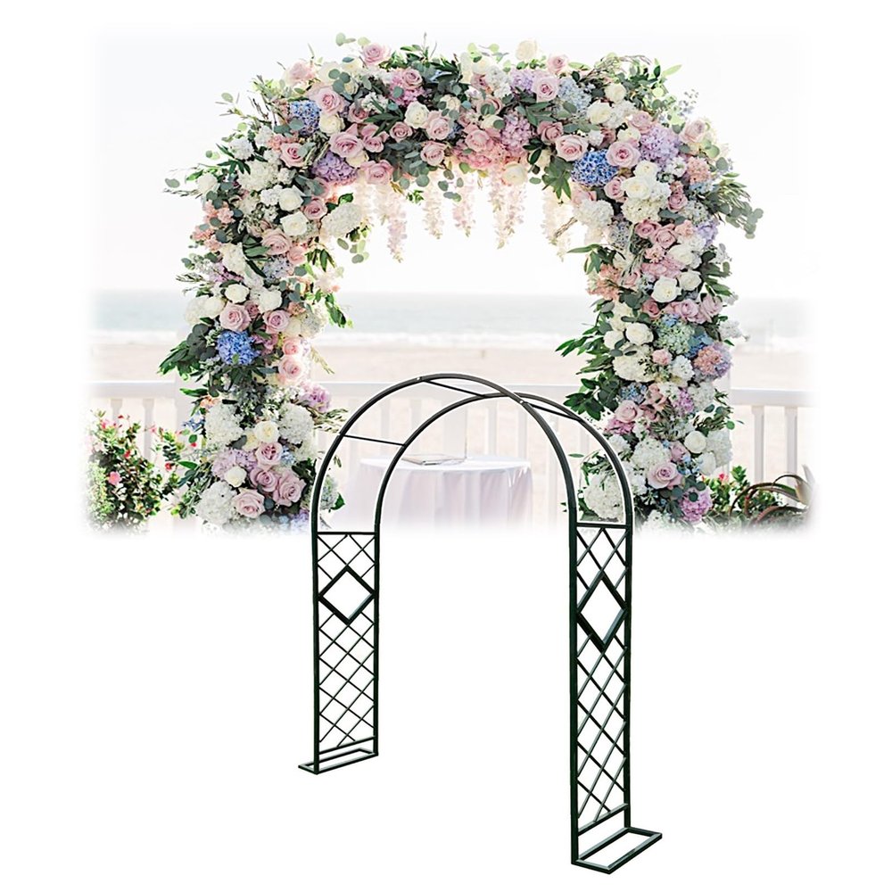 Bcojnlue Heavy-Duty Metal Garden Arch, Black, W240 x H230 cm